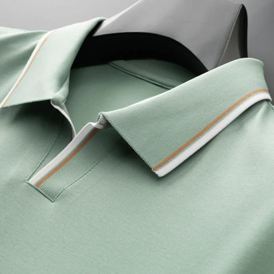 Herren Kurzarm Piqué Polo Mit Spread-Kragen Und Kontraststreifen Smart Casual