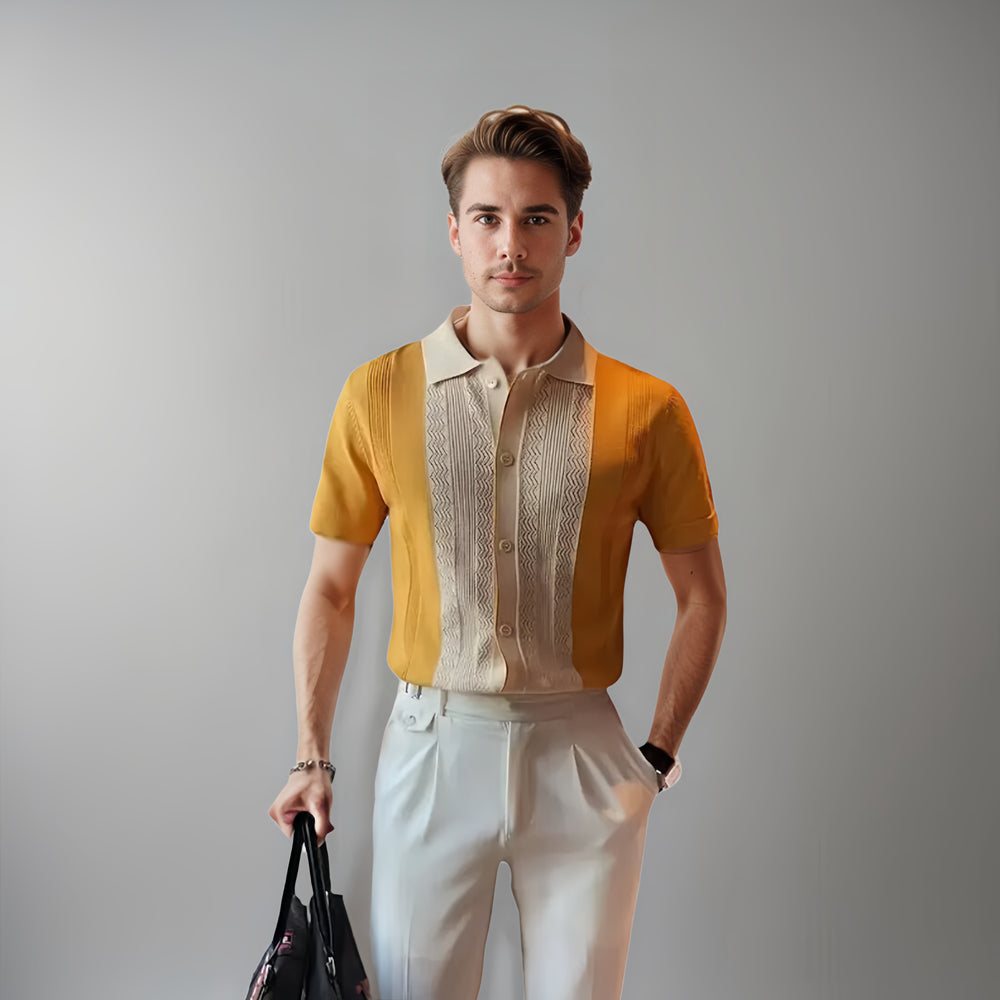Herren Polo-Shirt Mit Kurzem Arm Und Kontrastpaneel-Detail