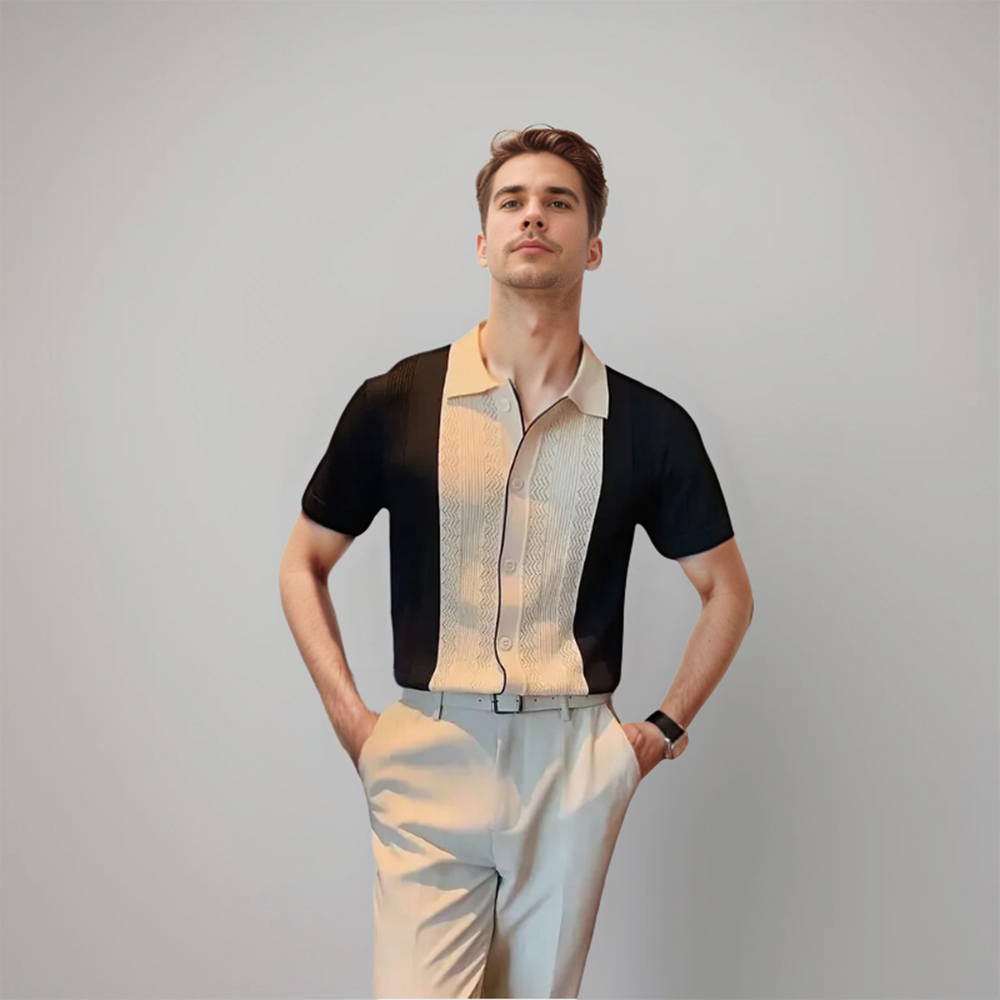 Herren Polo-Shirt Mit Kurzem Arm Und Kontrastpaneel-Detail