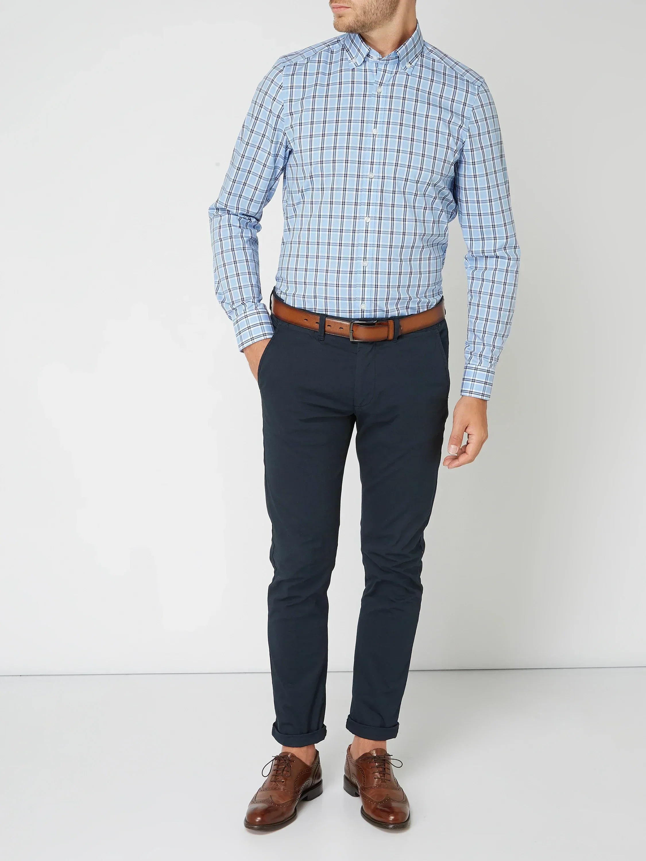 Nova Herren Kariertes Button-Down Hemd Mit Karomuster