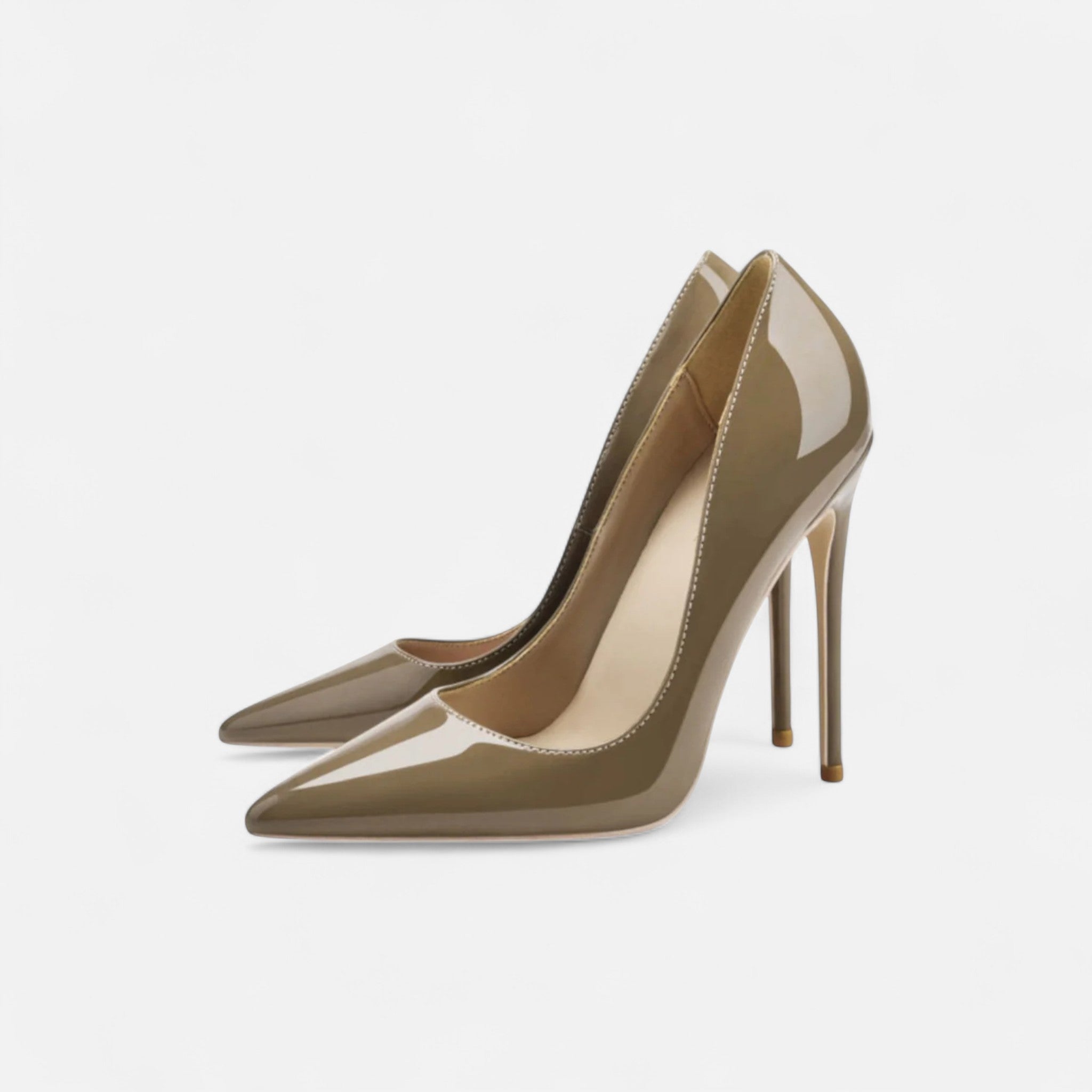 Damen Stiletto-Absätze Spitz Zulaufende Lack-Pumps Zum Hineinschlüpfen