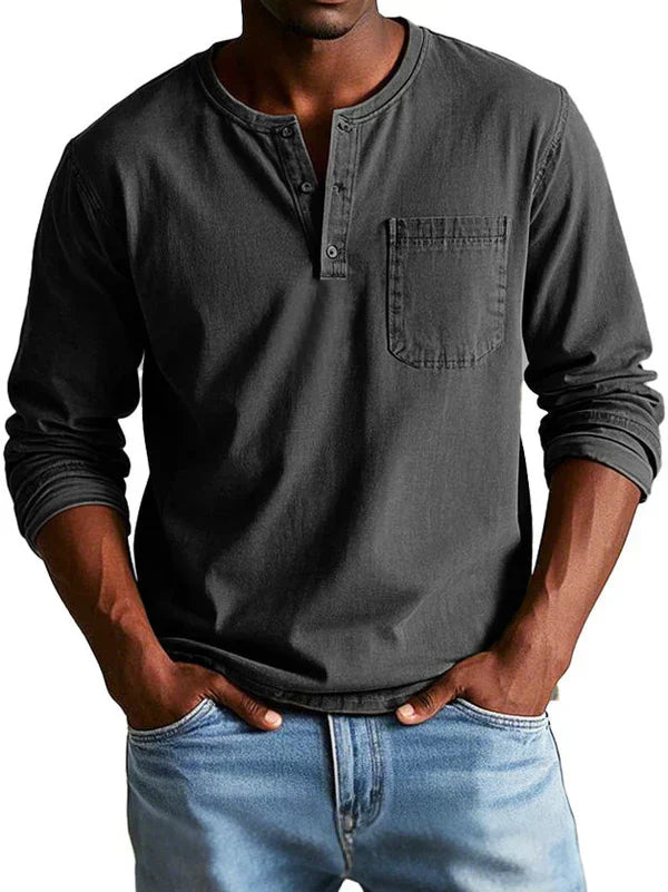Arden Herren Freizeit Langarm Henley Shirt Für Den Alltag