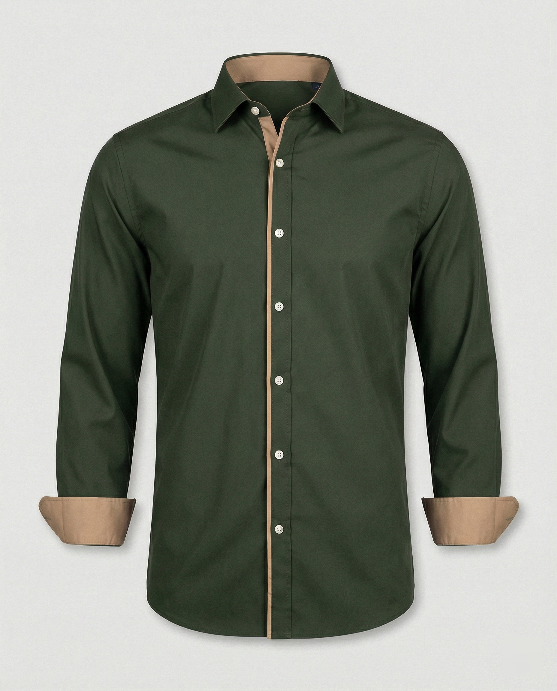 Herren Slim Fit Langarmhemd Mit Knopfleiste Und Kontrastfutter Besatz Manschetten