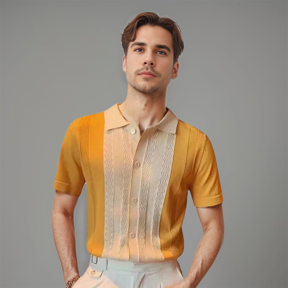 Herren Polo-Shirt Mit Kurzem Arm Und Kontrastpaneel-Detail