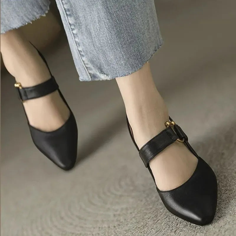 Damen Slingback Schuhe Mit Blockabsatz Und Spitzem Zehenbereich