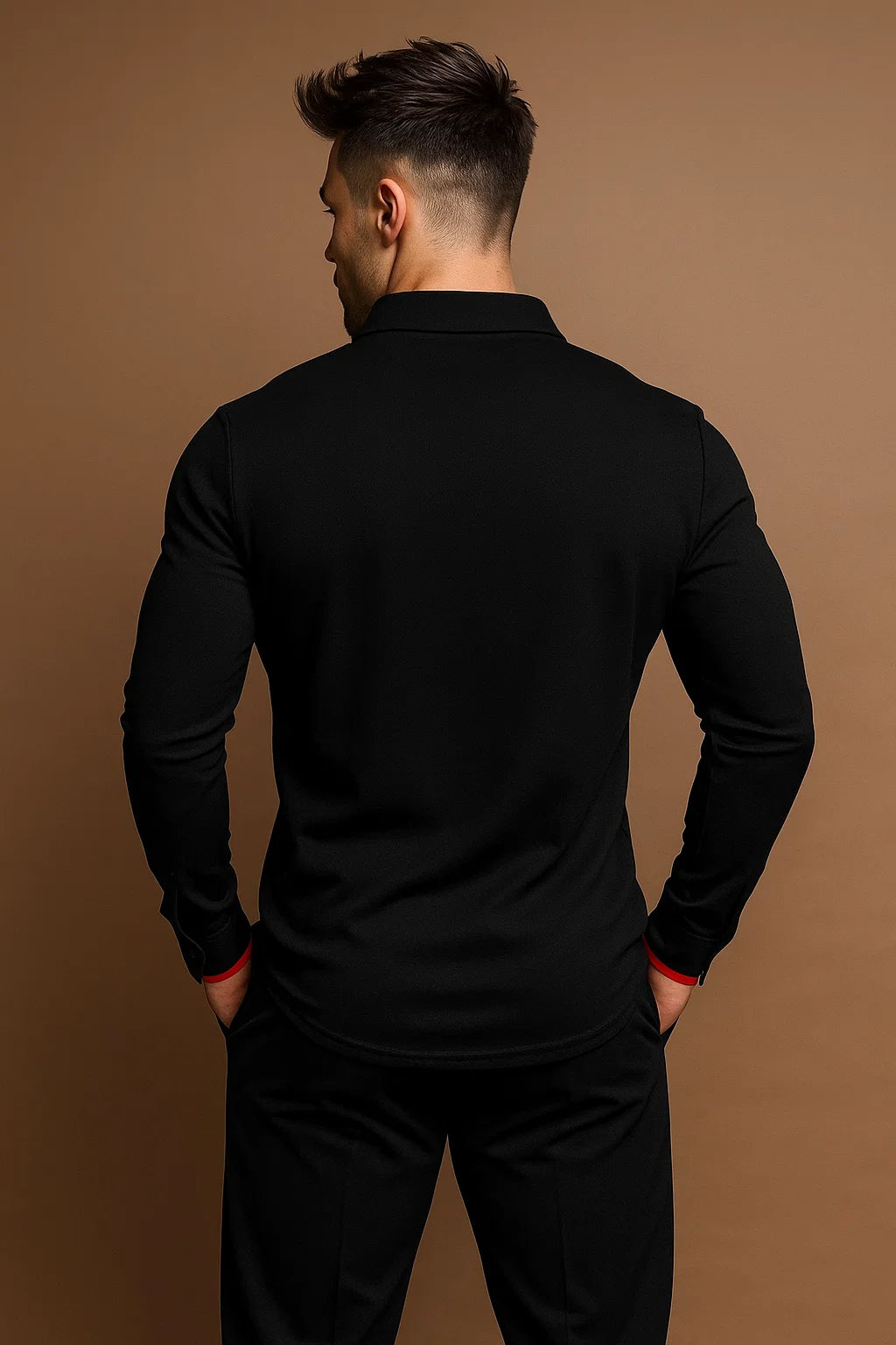 Herren Langarm Polohemd Mit Kragen Und Knopfleiste