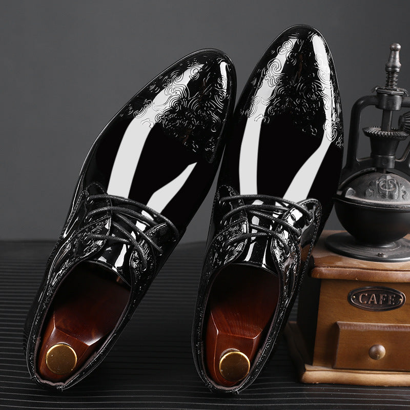 Herren Patent Derby Schuhe Mit Prägung Und Formelle Schnürung