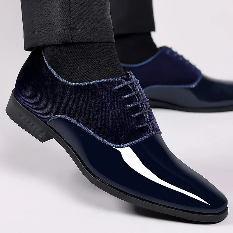 Herren Patent-Oxford Schuhe Mit Samt Und Glänzendem Kontrastdesign