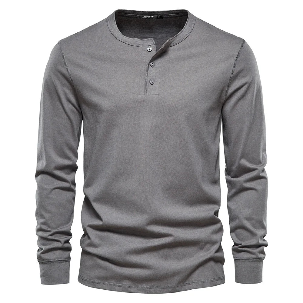 Novaro Stilvolles Langarm-Henley-Herren-Shirt Für Herren