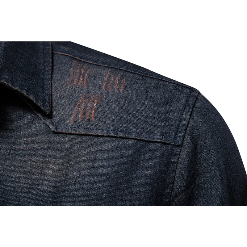 NovaLoom Herren Denim Button-Up Hemd Für Alltag Und Freizeit
