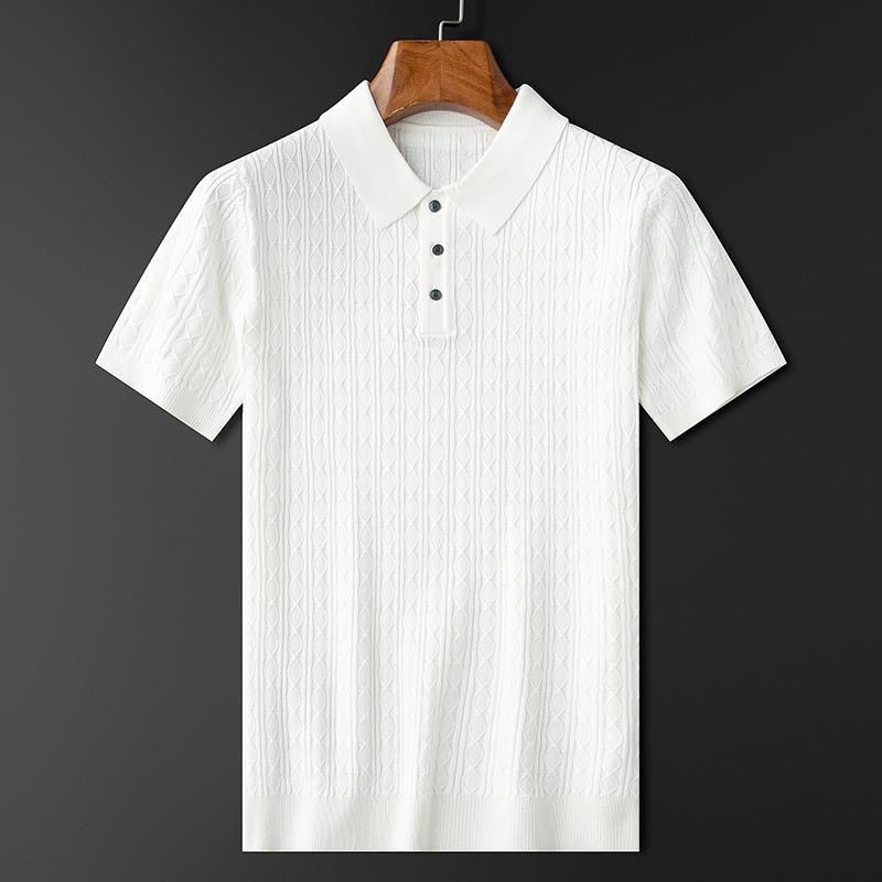 Herren Poloshirt Mit Strukturiertem Kurzarm Und Drei-Knopf-Leiste