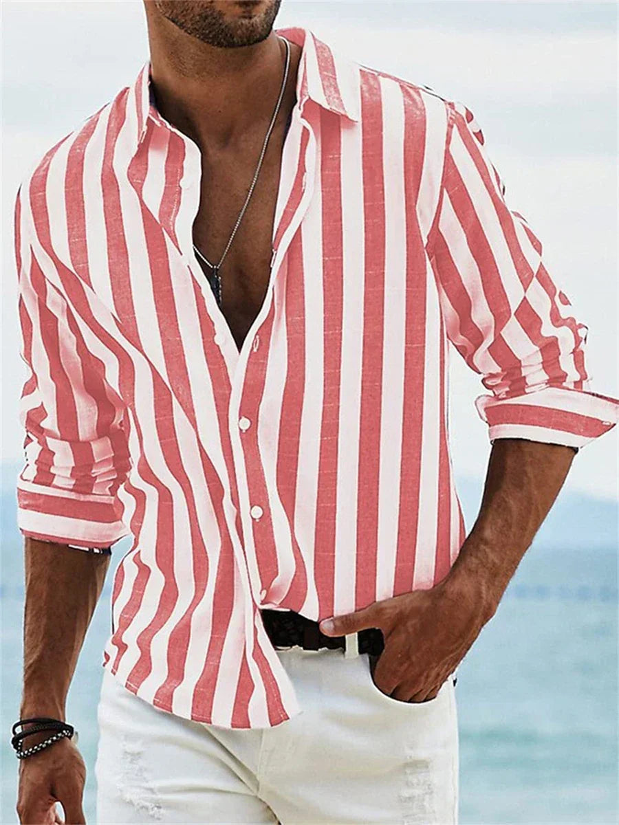 Nova Herren Sommer Gestreiftes Lässiges Relaxed Shirt