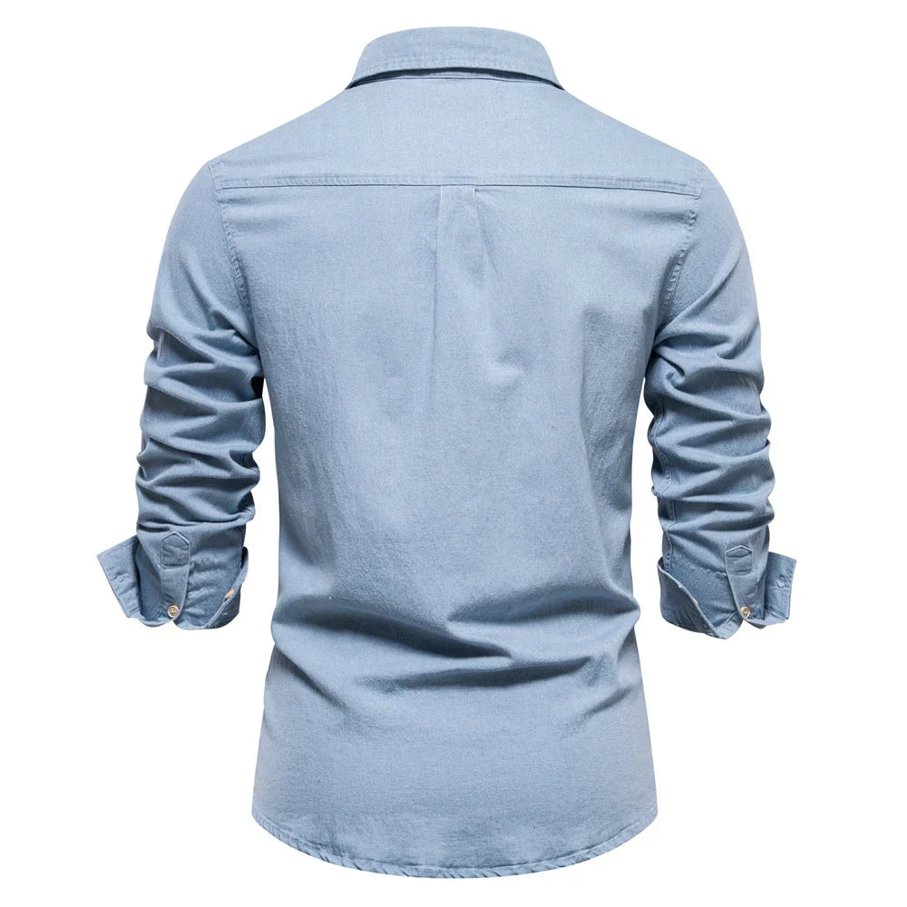 Atlas Herren Hemd Aus Hellblauem Denim Mit Knöpfen