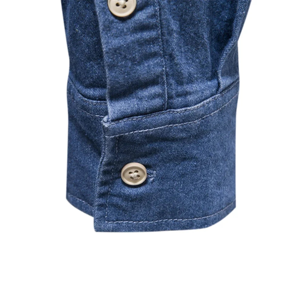 Atlas Herren Hemd Aus Hellblauem Denim Mit Knöpfen