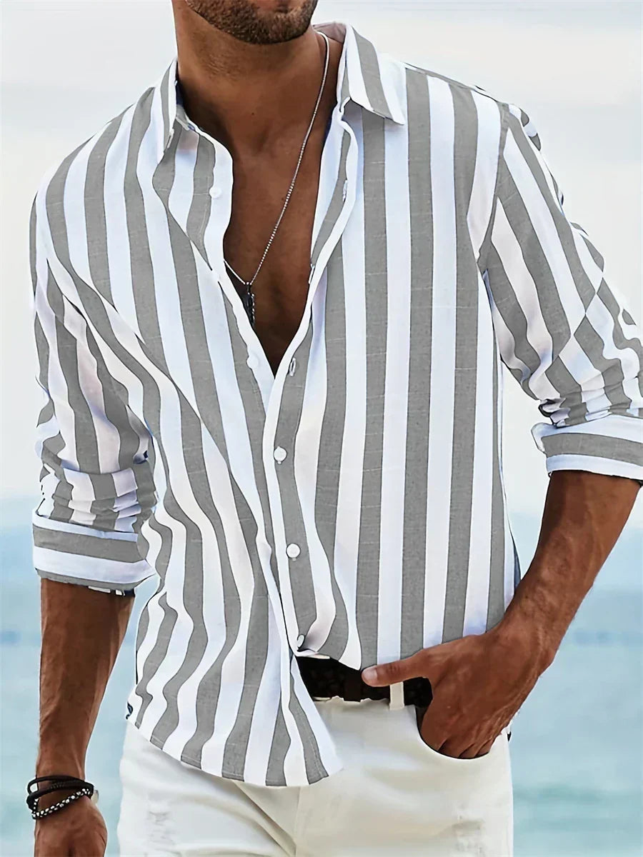 Nova Herren Sommer Gestreiftes Lässiges Relaxed Shirt