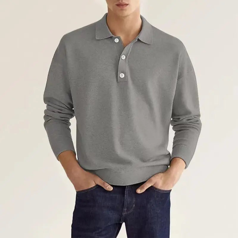 NovaFlex Herren Langarm Casual Strick Polohemd Alltagslook Stilvoll