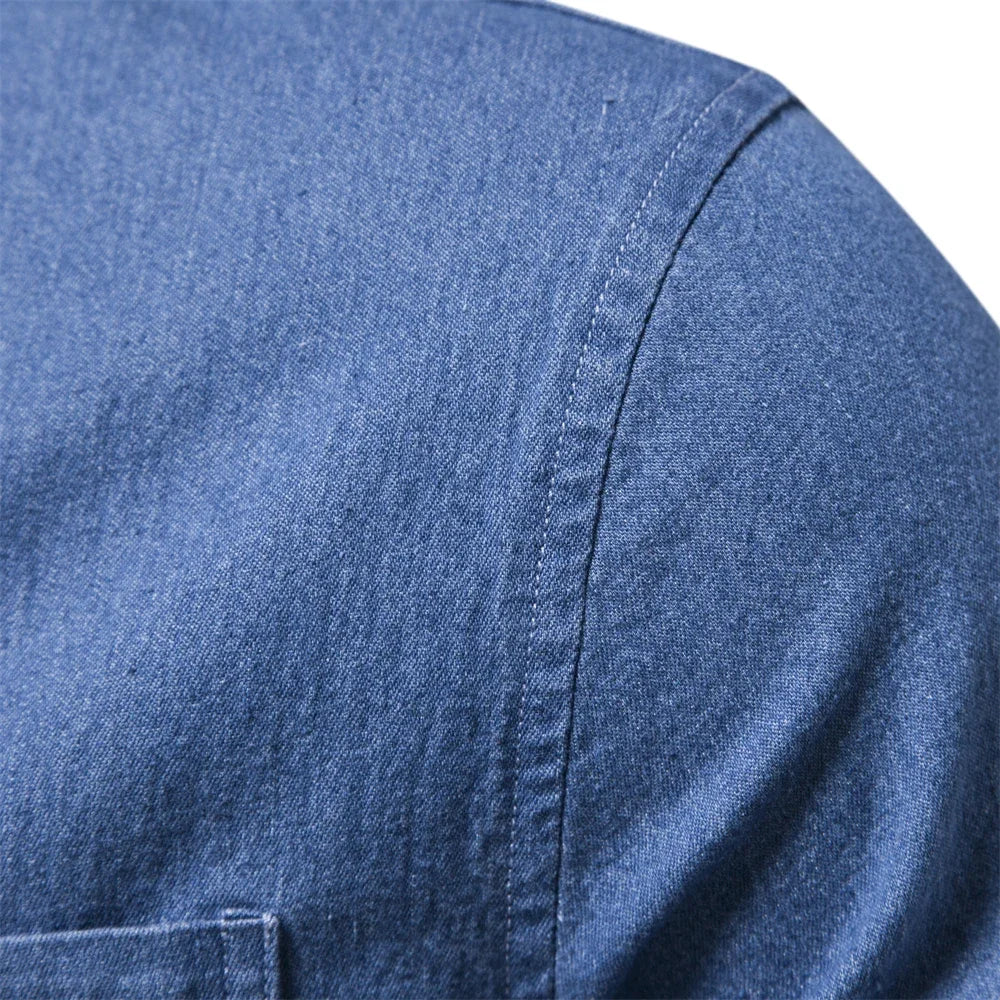 Atlas Herren Hemd Aus Hellblauem Denim Mit Knöpfen