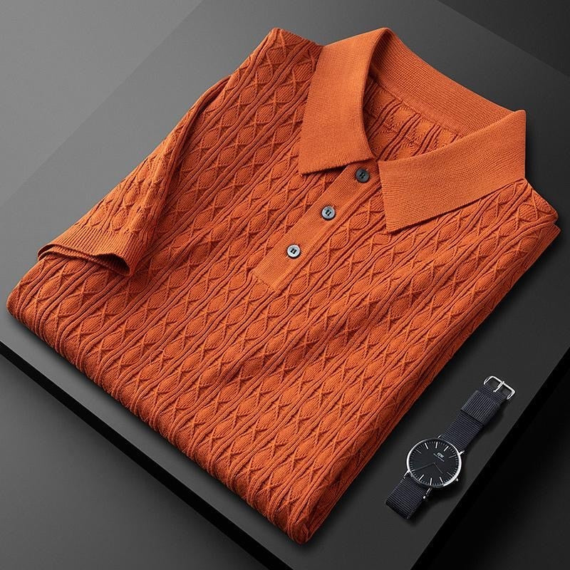 Herren Poloshirt Mit Strukturiertem Kurzarm Und Drei-Knopf-Leiste