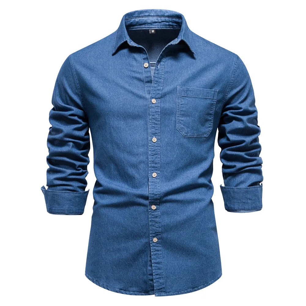 Atlas Herren Hemd Aus Hellblauem Denim Mit Knöpfen