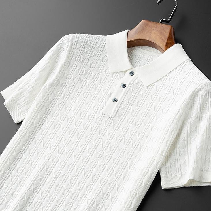 Herren Poloshirt Mit Strukturiertem Kurzarm Und Drei-Knopf-Leiste