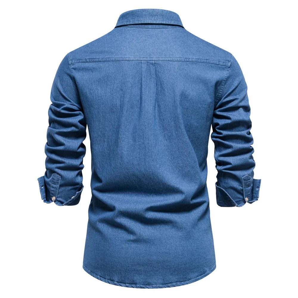 Atlas Herren Hemd Aus Hellblauem Denim Mit Knöpfen