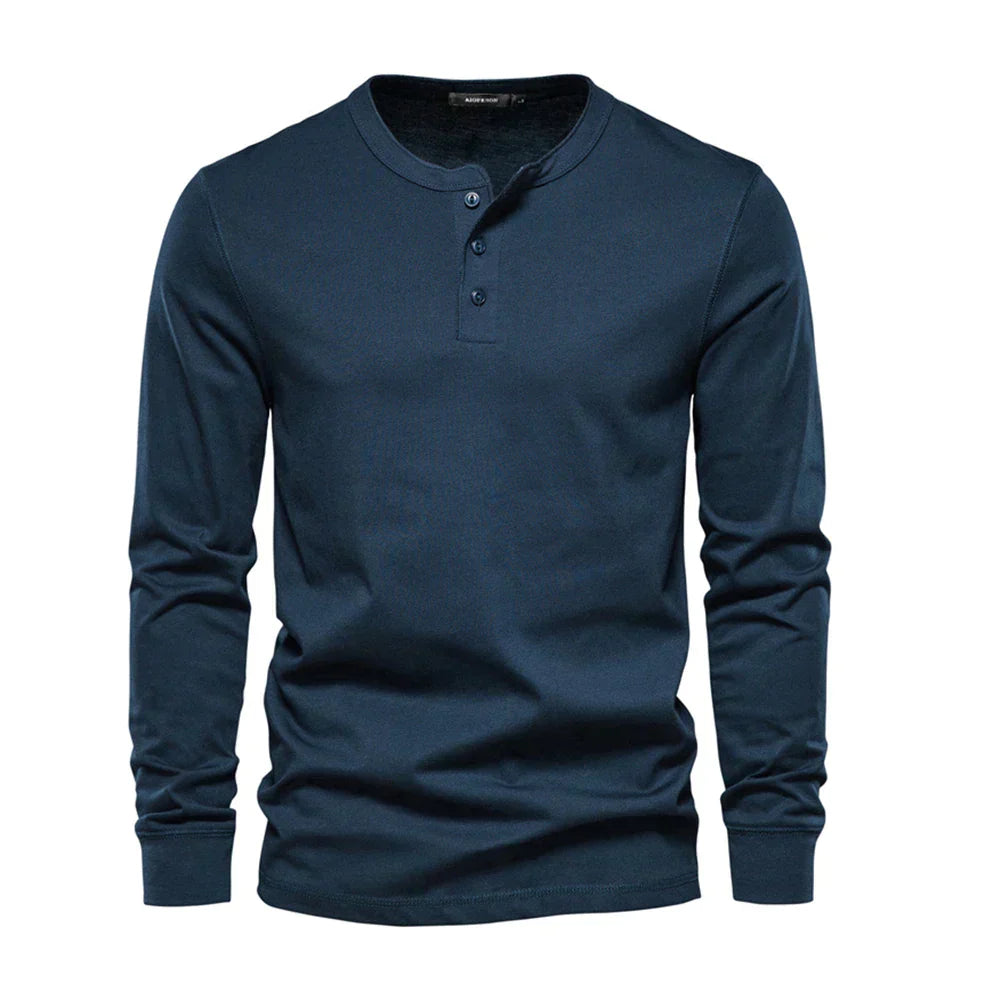 Novaro Stilvolles Langarm-Henley-Herren-Shirt Für Herren