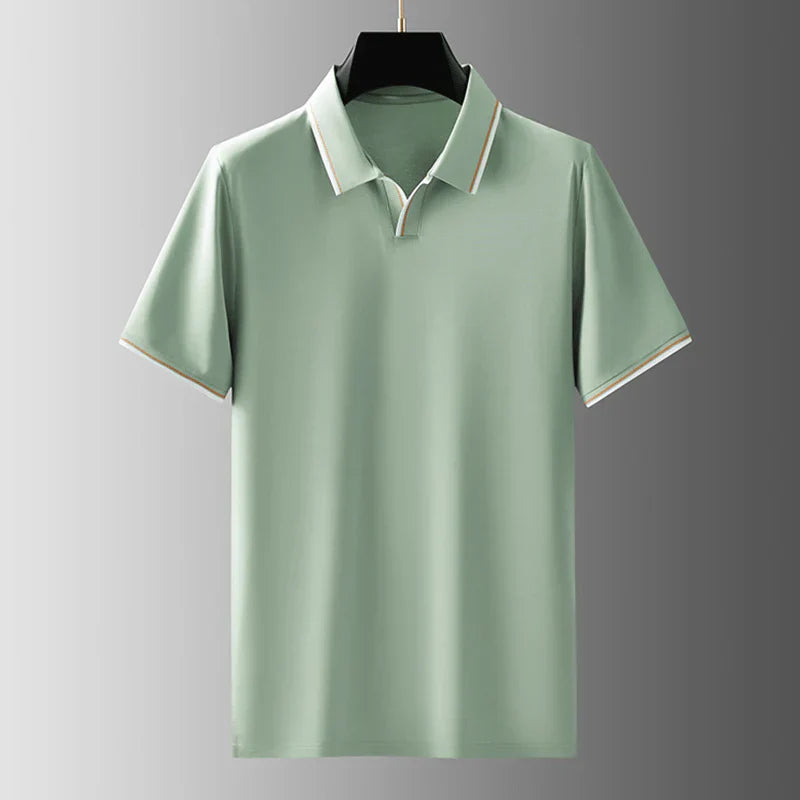 Herren Kurzarm Piqué Polo Mit Spread-Kragen Und Kontraststreifen Smart Casual