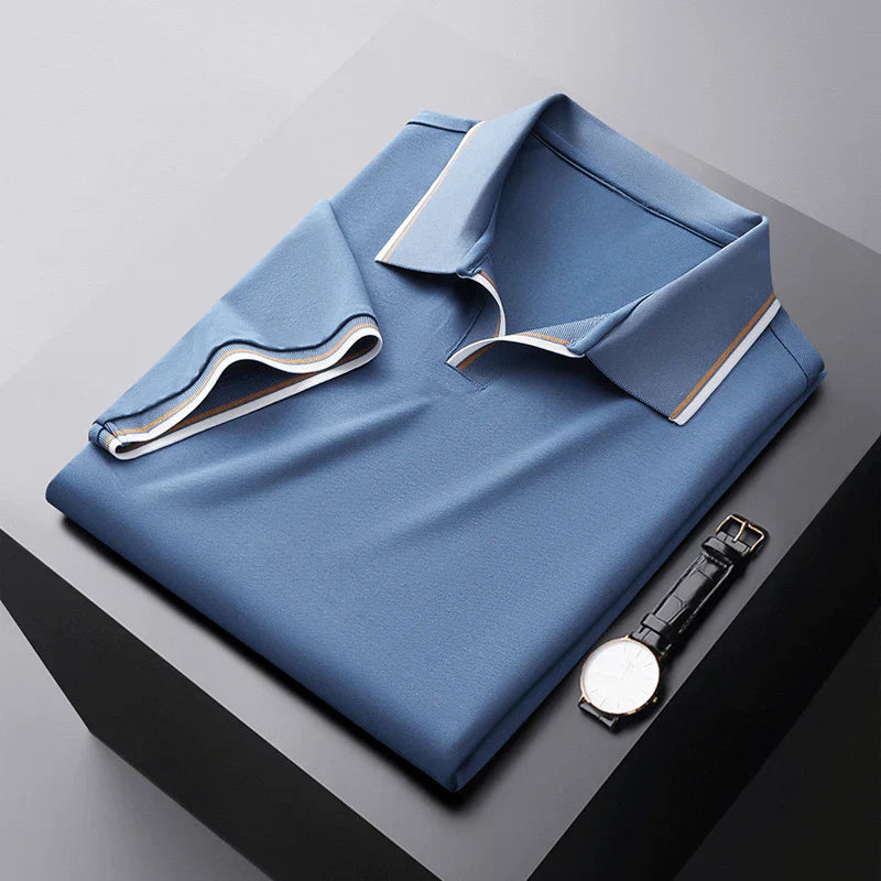 Herren Kurzarm Piqué Polo Mit Spread-Kragen Und Kontraststreifen Smart Casual