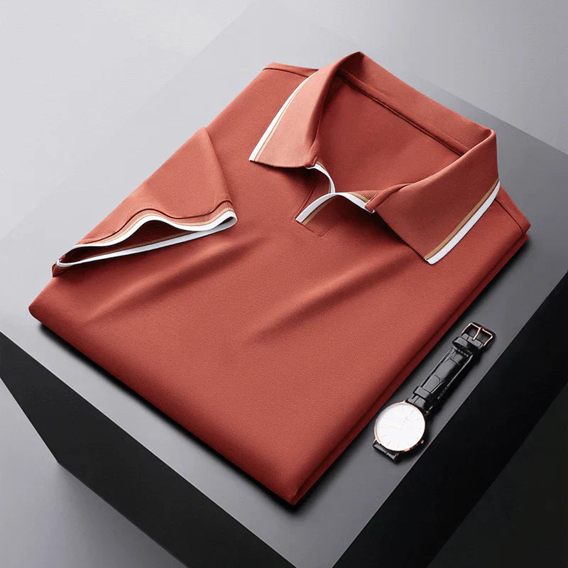 Herren Kurzarm Piqué Polo Mit Spread-Kragen Und Kontraststreifen Smart Casual