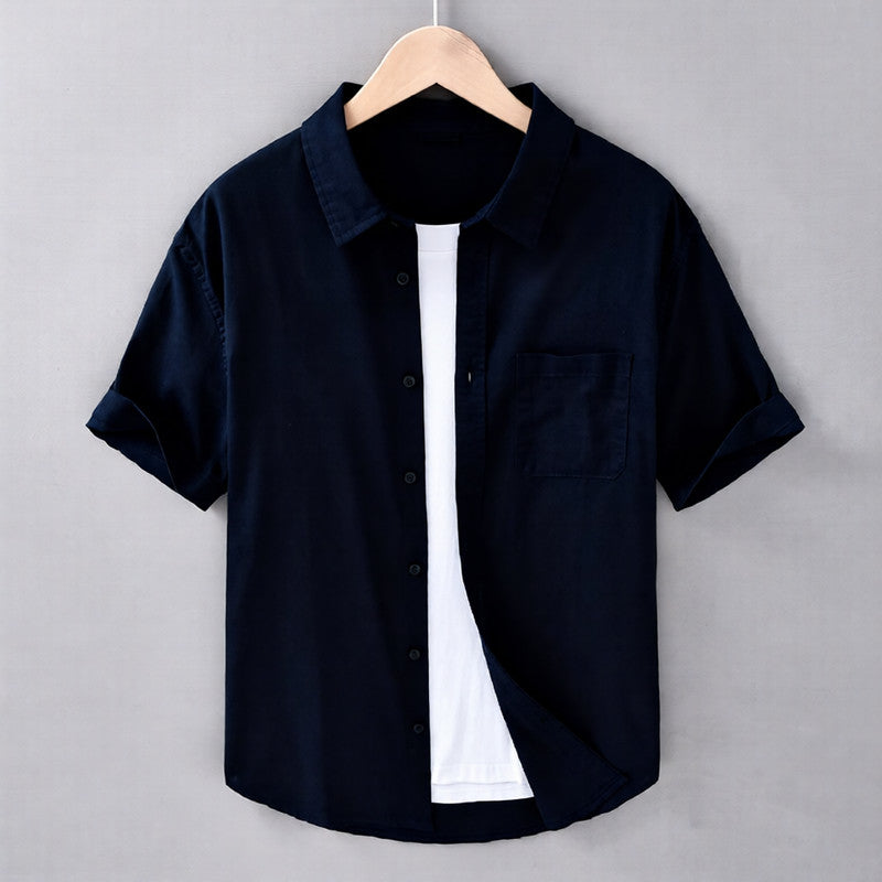 Herren Relaxed Lockeres Kurzarm Sommerhemd Mit Knopfleiste