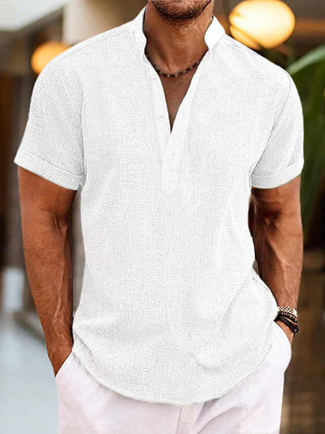 Asteria Herren Sommer Henley Kurzarmhemd Für Freizeitoutfits