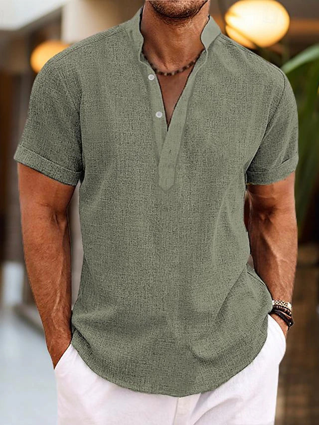 Asteria Herren Sommer Henley Kurzarmhemd Für Freizeitoutfits