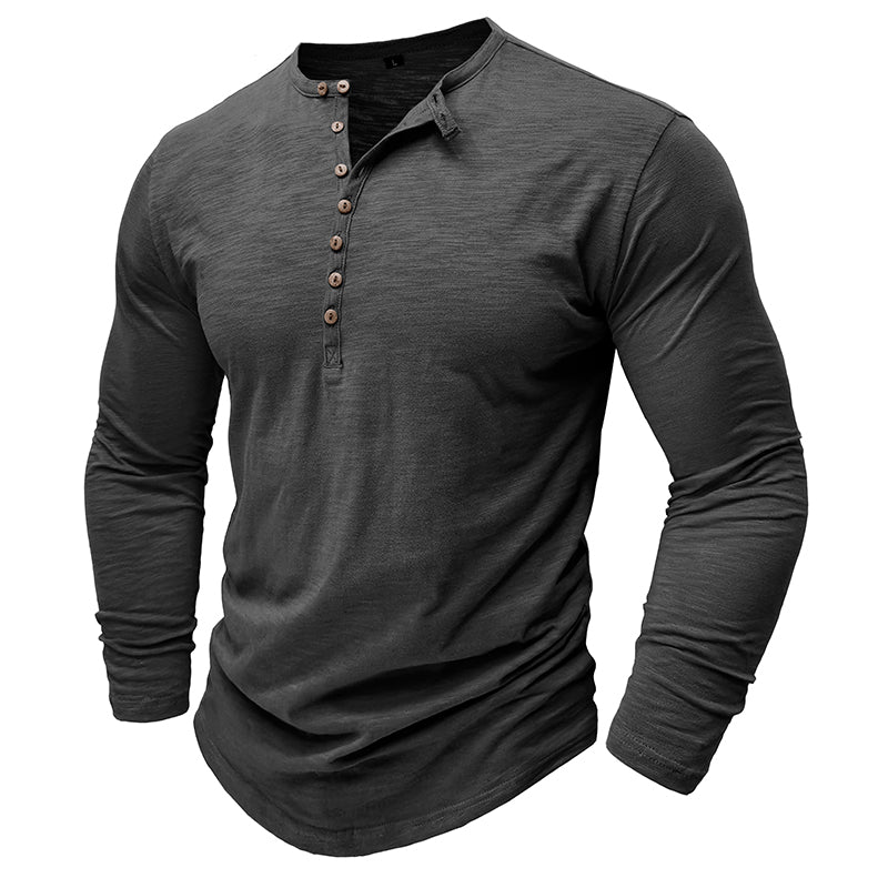 NovaLine Herren Langarm-Henley-Shirt Stilvolle Alltags-Option