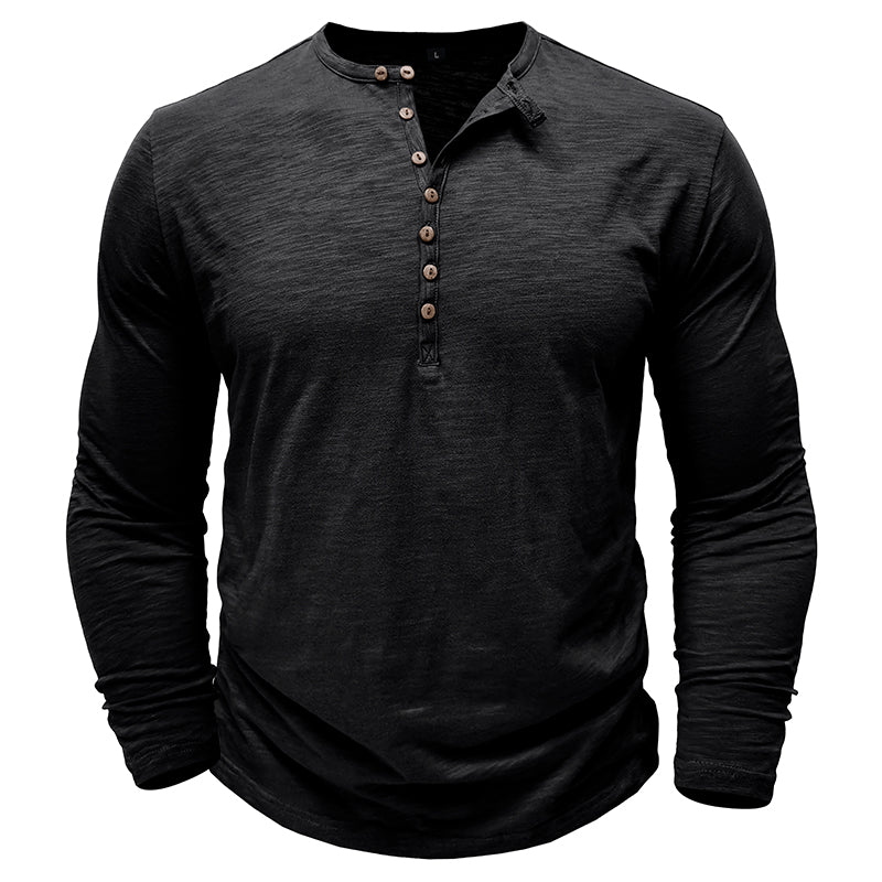 NovaLine Herren Langarm-Henley-Shirt Stilvolle Alltags-Option