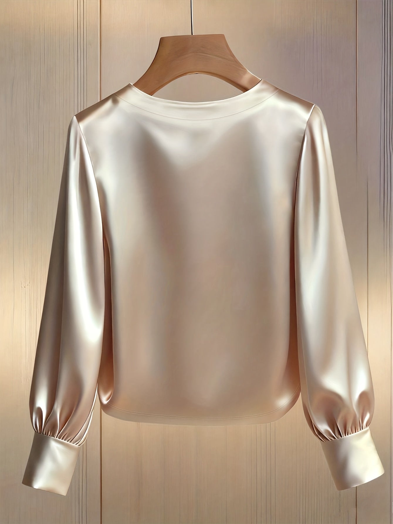 Damen Bluse Mit Satin-Bischofärmeln Und Perlen- und Kristallbesatz