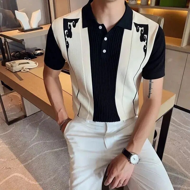 Herren Poloshirt Mit Kurzen Ärmeln Und Kontrastpaneel Sowie Knopfleiste