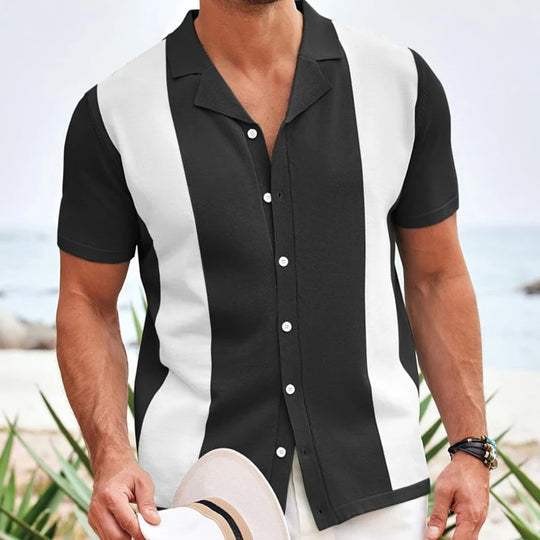 Herren Poloshirt Mit Kurzen Ärmeln Und Vertikale Kontrastpaneele Knopfleiste