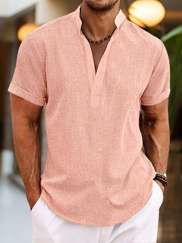 Asteria Herren Sommer Henley Kurzarmhemd Für Freizeitoutfits
