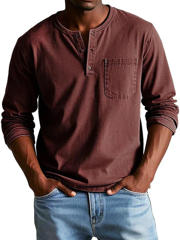 Arden Herren Freizeit Langarm Henley Shirt Für Den Alltag