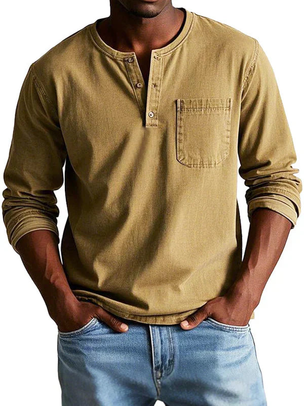 Arden Herren Freizeit Langarm Henley Shirt Für Den Alltag