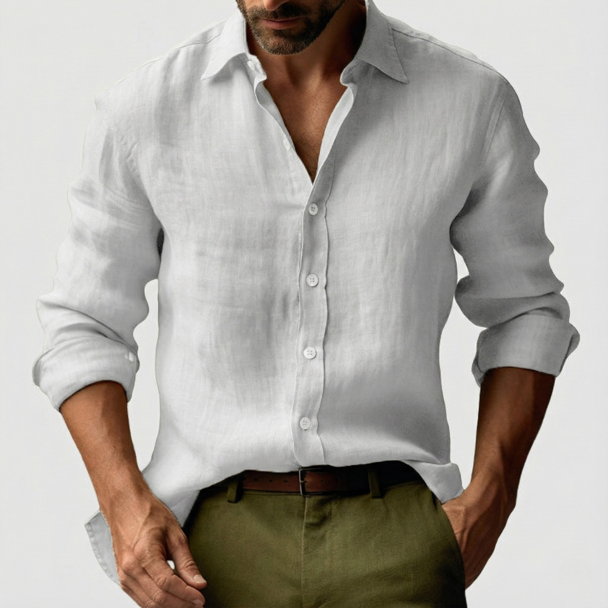 Nova Herren Vintage Button Up Hemd Stil Klassisch Locker