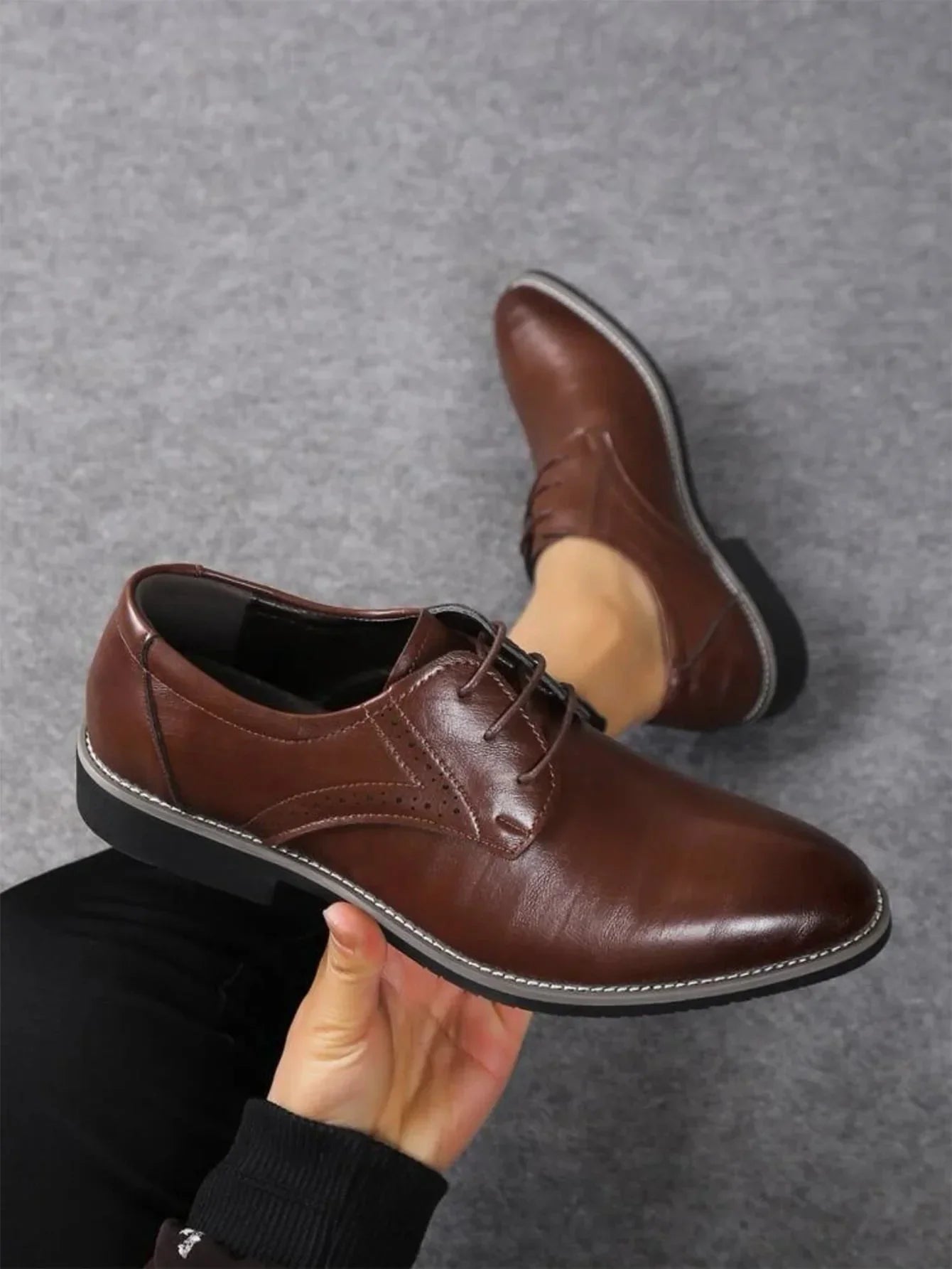 Herren Oxford Schnürschuhe Mit Brogue-Detail Und Geschlossene Schnürung