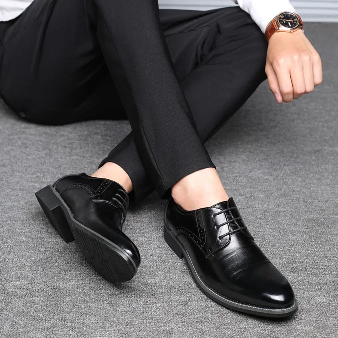 Herren Oxford Schnürschuhe Mit Brogue-Detail Und Geschlossene Schnürung
