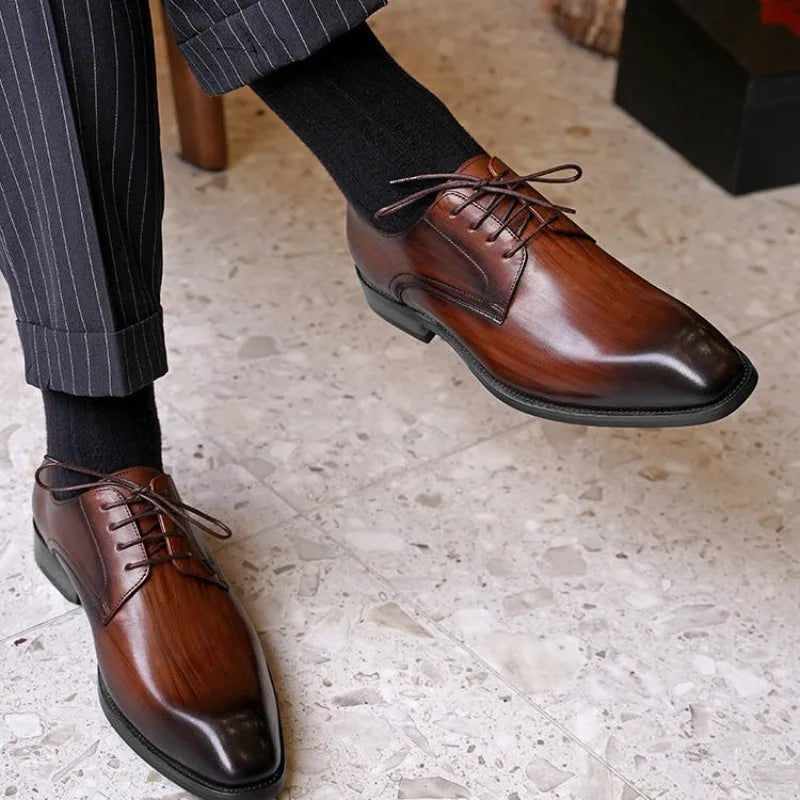 Herren Oxford Schnürschuhe Mit Geschlossener Schnürung Und Spitz Zulaufende Zehen