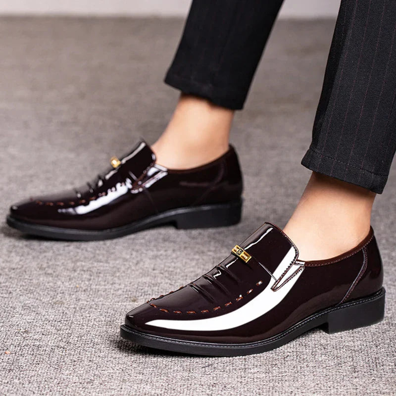 Herren Lackleder Slipper Slip On Formelle Schuhe Mit Glänzender Oberfläche