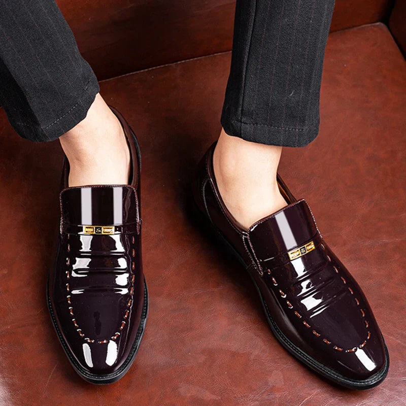 Herren Lackleder Slipper Slip On Formelle Schuhe Mit Glänzender Oberfläche