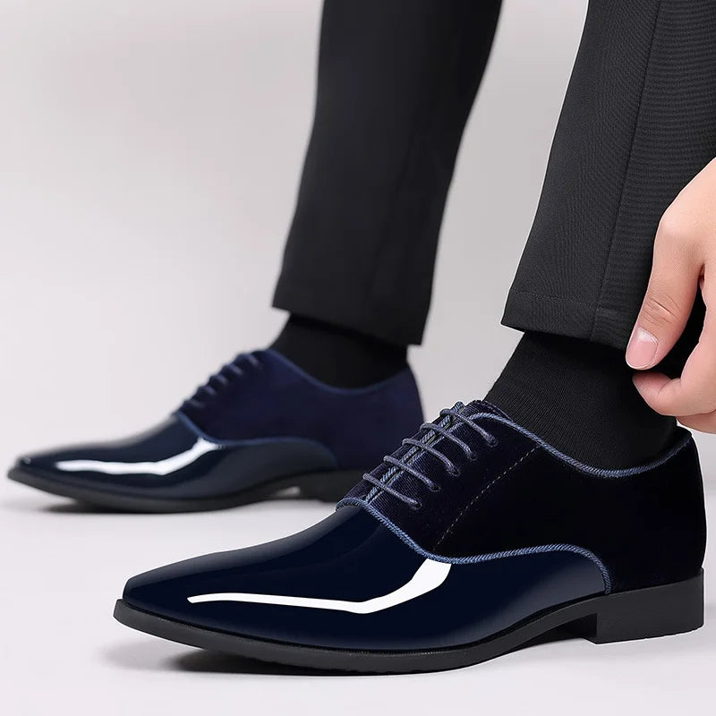 Herren Patent-Oxford Schuhe Mit Samt Und Glänzendem Kontrastdesign