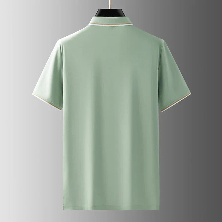 Herren Kurzarm Piqué Polo Mit Spread-Kragen Und Kontraststreifen Smart Casual