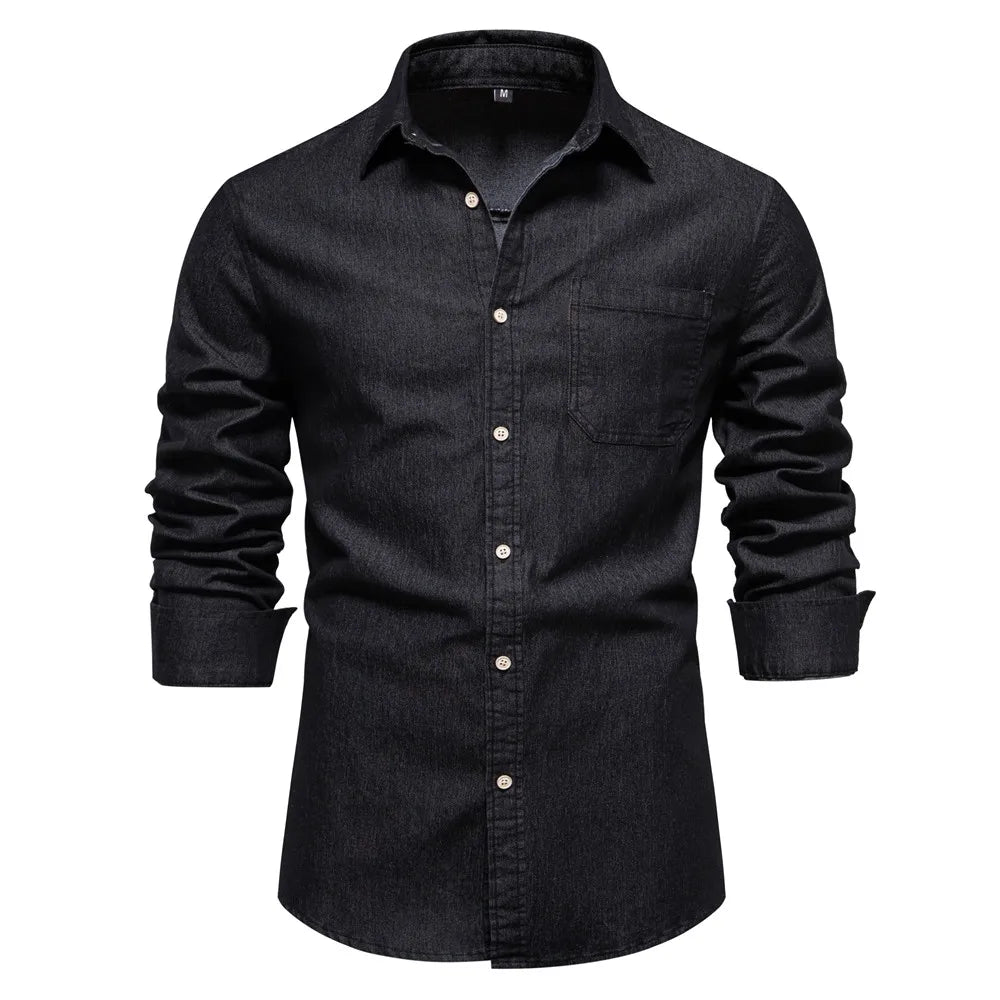 Atlas Herren Hemd Aus Hellblauem Denim Mit Knöpfen