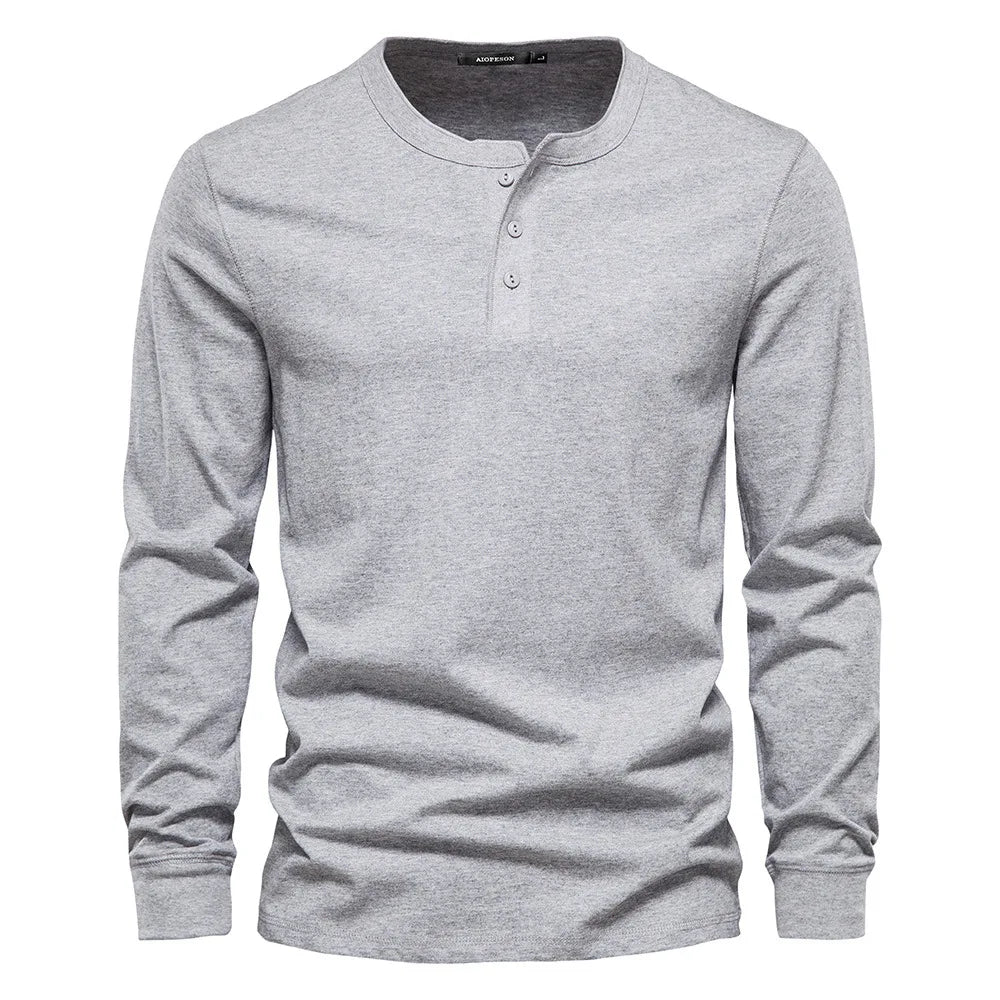 Novaro Stilvolles Langarm-Henley-Herren-Shirt Für Herren